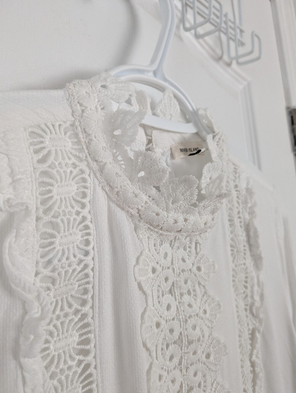 River Island Viscose embroidered Bohemian Blouse white Small - Picture 7 of 8